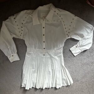 Anthropologie Long Sleeve Pleated Shirt Dress